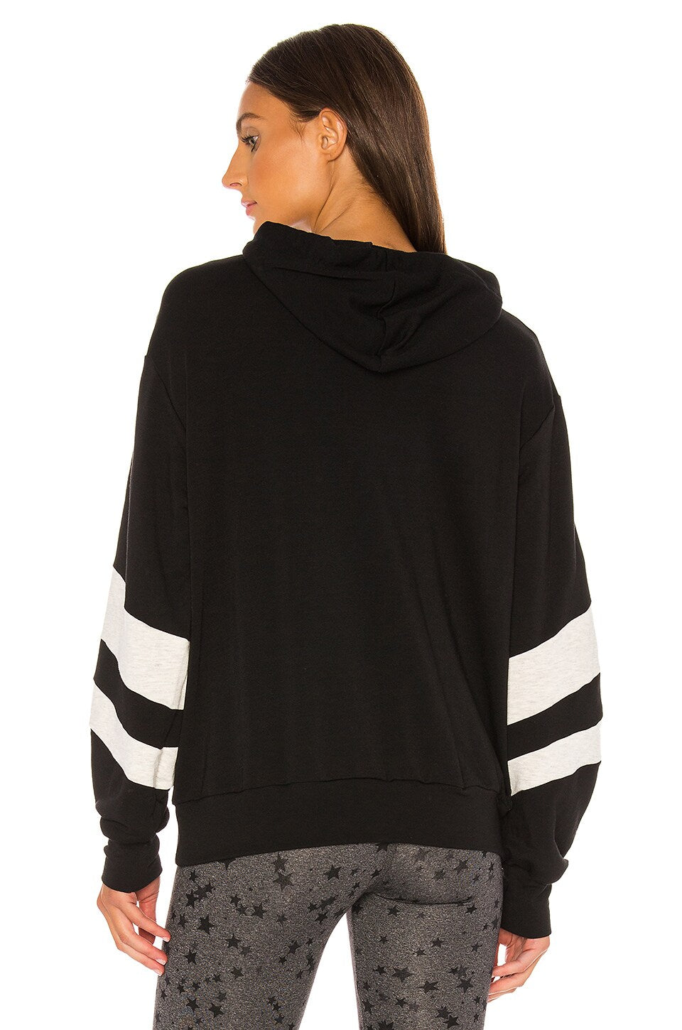 STRUT-THIS Josie Sweatshirt in Black & White - Attached Drawstring Hood