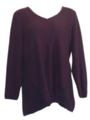 Style & Co. Horizontal Stripe Edge Sweater Maroon/Black