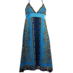 Minuet silky paisley blue dress