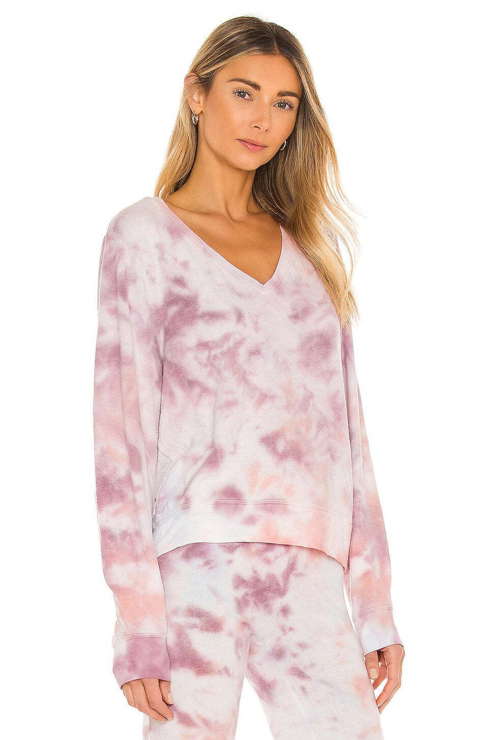 Wildfox Couture BBJ Deep V Sweatshirt in Cloud Tie Dye