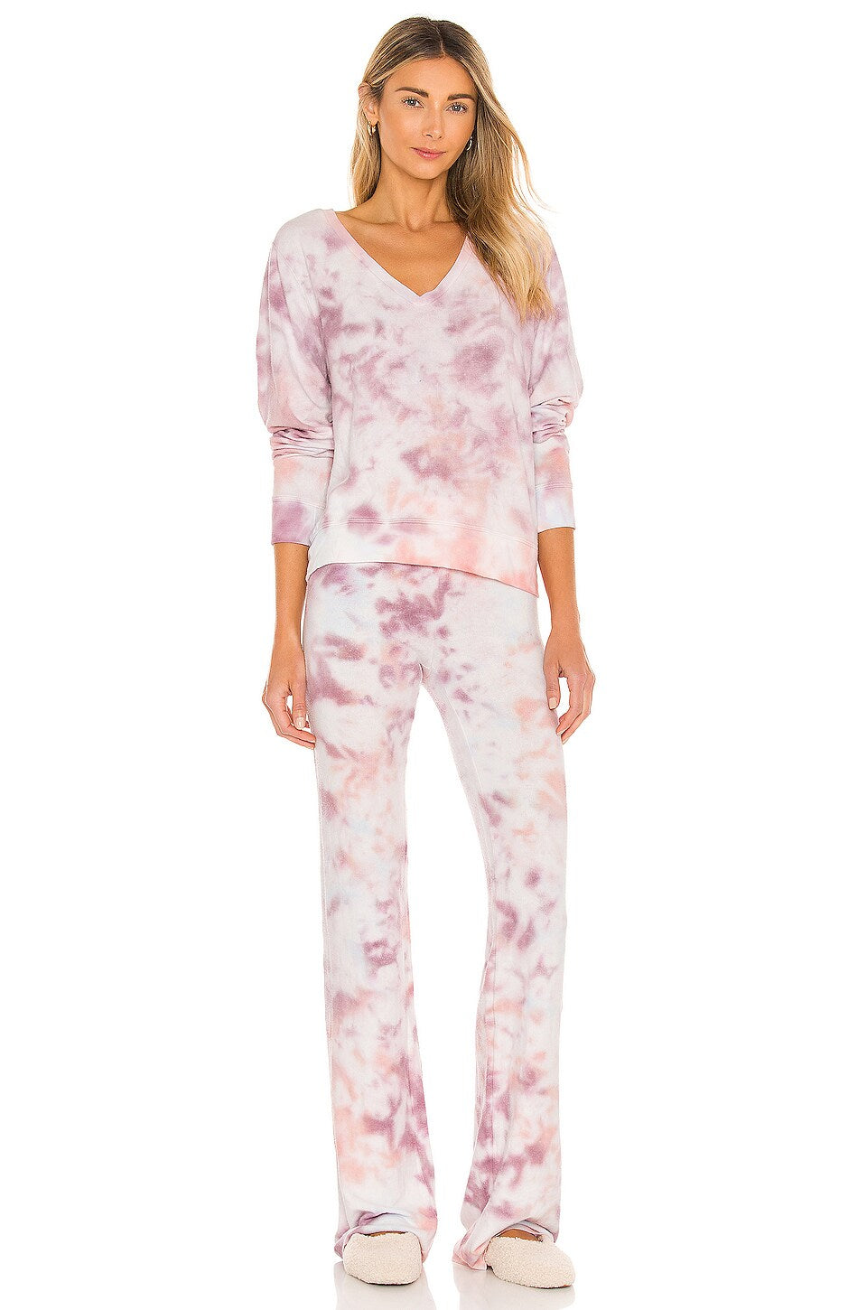 Wildfox Couture BBJ Deep V Sweatshirt in Cloud Tie Dye