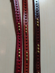 Diva General Red Pleather Studded Belt 3/8"x32" Edgy Waist Belt with Hook & Chain Closure