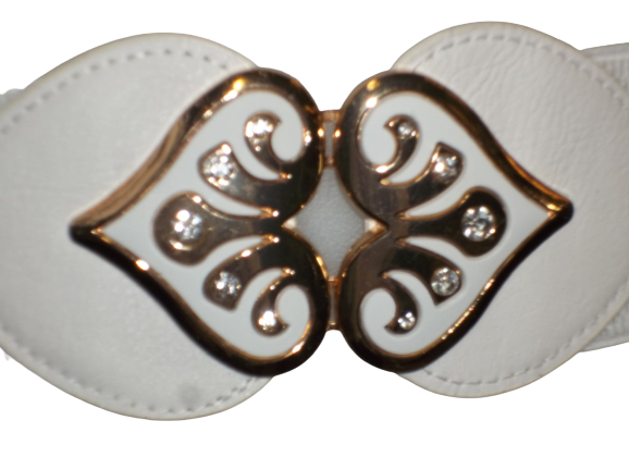 White/Gold Heart Clasp Belt