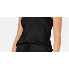 INC International Concepts Scalloped-Neck Camisole Pajama Deep Black