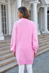 CCK Style Powder Pink Ribbed Pocket Wool-Blend Duster