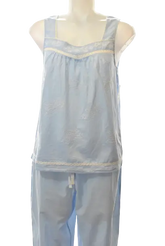 Charter Club 2 Pc Cotton Embroidered Cropp Blue Alder