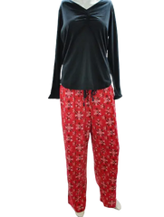 Dream Lounge Muk Luks 3 Pc Gift Top & Pants Boxer Black Snow