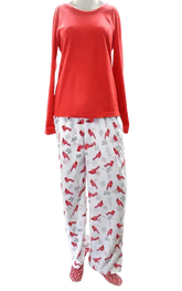 Dream Lounge Muk Luks 3 Pc Gift Fleece Top & Pants Red Cardinal