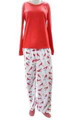 Dream Lounge Muk Luks 3 Pc Gift Fleece Top & Pants Red Cardinal