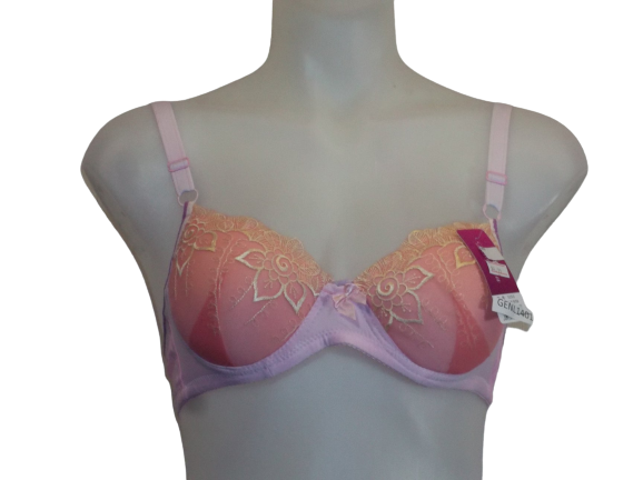 Peach Lace Padded Bra - 36B