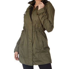 Yoki Olive & Black Stripe-Contrast Hooded Zip-Pocket Anorak