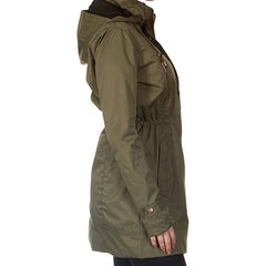 Yoki Olive & Black Stripe-Contrast Hooded Zip-Pocket Anorak