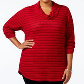 Style & Co. Woman Ton Stripe Red Stripe Sweater