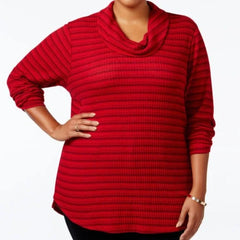 Style & Co. Woman Ton Stripe Red Stripe Sweater