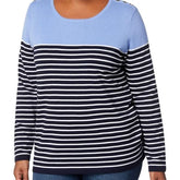Karen Scott Woman Blue Finch Combo Striped Sweater