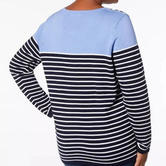 Karen Scott Woman Blue Finch Combo Striped Sweater