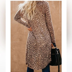 NXH Khaki Leopard Open Long Cardigan