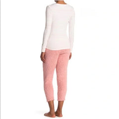 BEARPAW Pink & White Plush Pajama Set & Non-Medical Face Cover