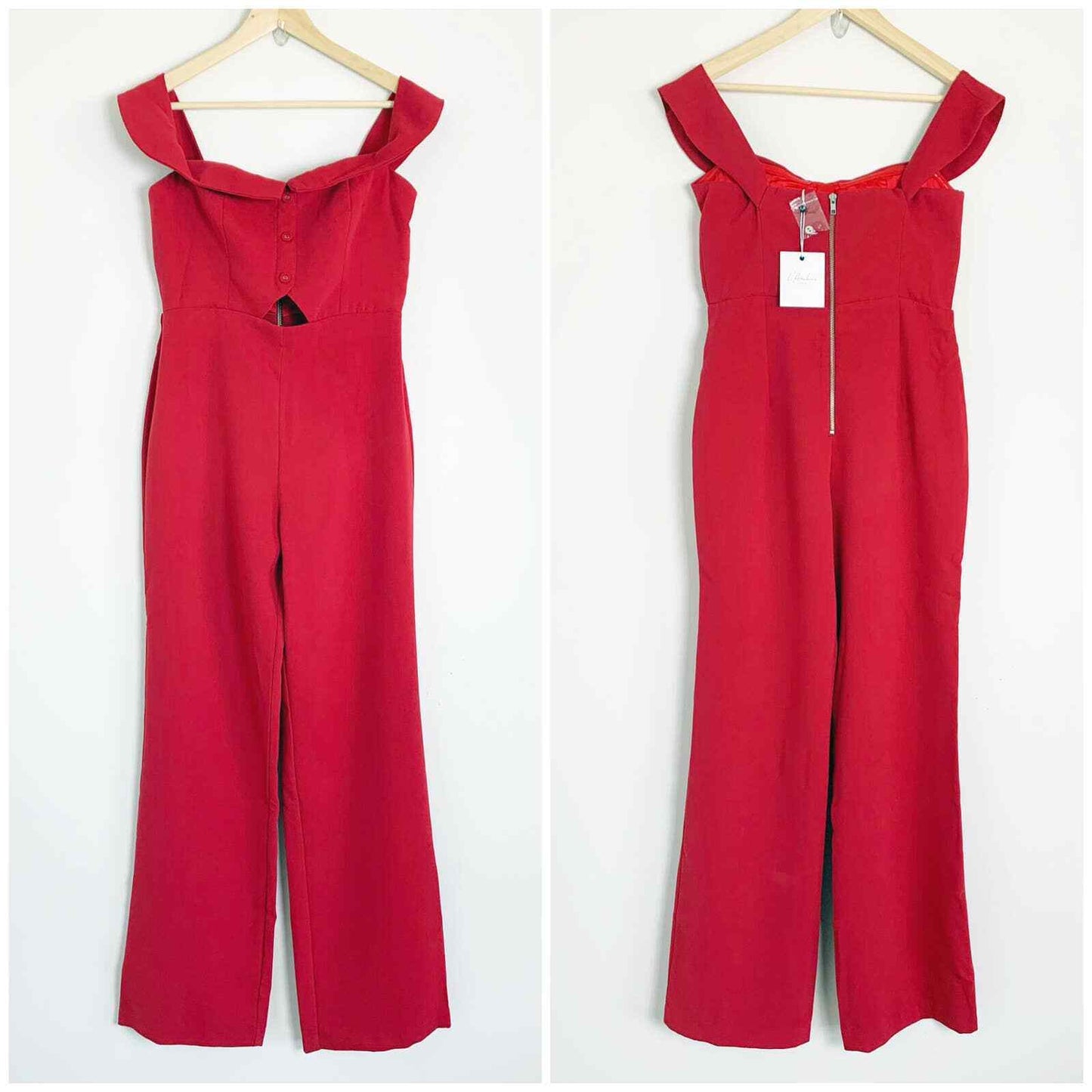 L'Academie Leah Front Keyhole designed Jumpsuit in Red