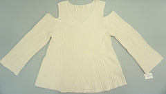 Style & Co. Woman Warm Ivory Romantic Charm Cold Shoulder Sweater