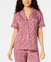Charter Club Knit Printed Pajama Top Floral Stamp