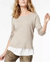 International Concepts Women Heather Oats Peony Garden Sweater