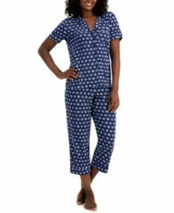 Charter Club Printed Capri Pants Pajama Set Navy Sea