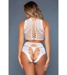 Be Wicked Ring My Bell 2 Pc Halter Neck Lace Bodysuit (Thong Not Included)