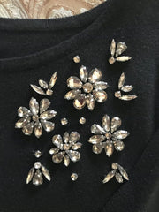 Charter Club Deep Black Rhinestone Studded Top