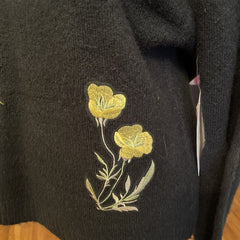 Berek Appliqued Flowers Black & Green Sweater