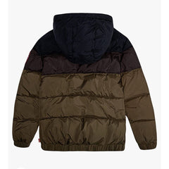 Levi's Olive Night Color Block Logo Rocket Hooded Puffer Coat
