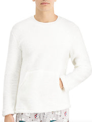 Family Pajamas Mens White Sherpa Top