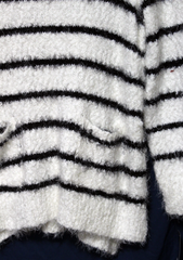 Style & Co Woman White/Black Loose Weave Striped Sweater