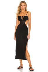 WeWoreWhat Ruched Cutout Maxi Dress in Black - size M