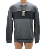 Alfani Charcoal Striped Quarter Zip Pullover Medium