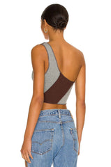 superdown Tatum One Shoulder Top in Brown & Grey - size S - Modified