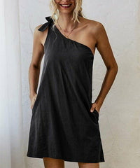 Tied-Shoulder Asymmetrical Dress size L