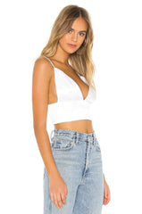 superdown Gene Satin Top in White - size S - Modified