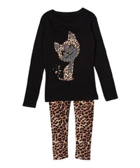 Beary Basics Leopard Top & Brown Leggings Set size 5