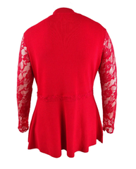 INC International Concepts Plus Size Lace Peplum Sweater in Real Red