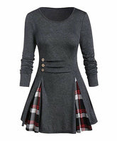 Camisa Plaid Pleat Top size 5XL