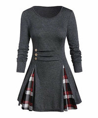 Camisa Plaid Pleat Top size 5XL