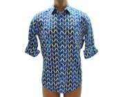 Alfani Hyper Blue Zig Zag Pattern Shirt Large