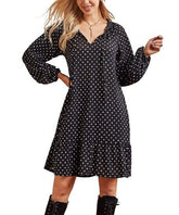 Suzanne Betro Polka Dot Ruffle Asymmetric Midi Dress size XL