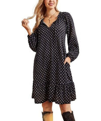 Suzanne Betro Polka Dot Ruffle Asymmetric Midi Dress size XL