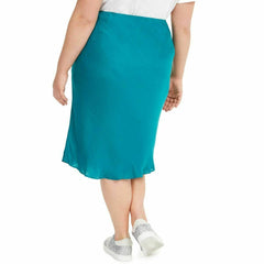 INC International Concepts Plus Size Bias-Cut Teal Midi Skirt - sizes 2X, 3X, 4X