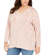 Style & Co. Plus Size Red Space-Dye Knit Sweater Tunic