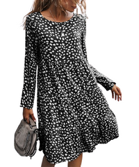 Gaovot B&W Dot Tiered Shift Dress size M