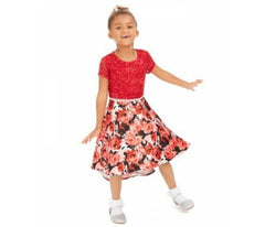 Speechless Little Girls Glitter-Lace Red Flower Dress 5, 6, 6X