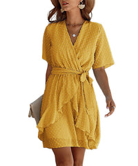 Supreme Fashion Women Polka Dot Wrap Dress Size M